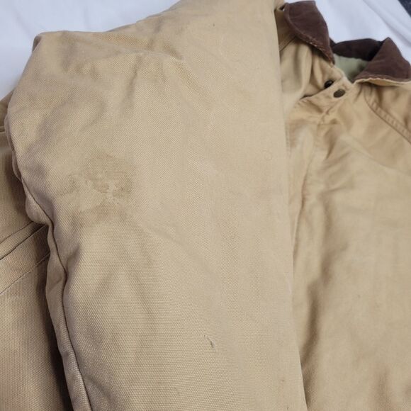VINTAGE 90s Walls tan canvas work jacket corduroy collar barn coat 2XL TALL - Picture 8 of 12